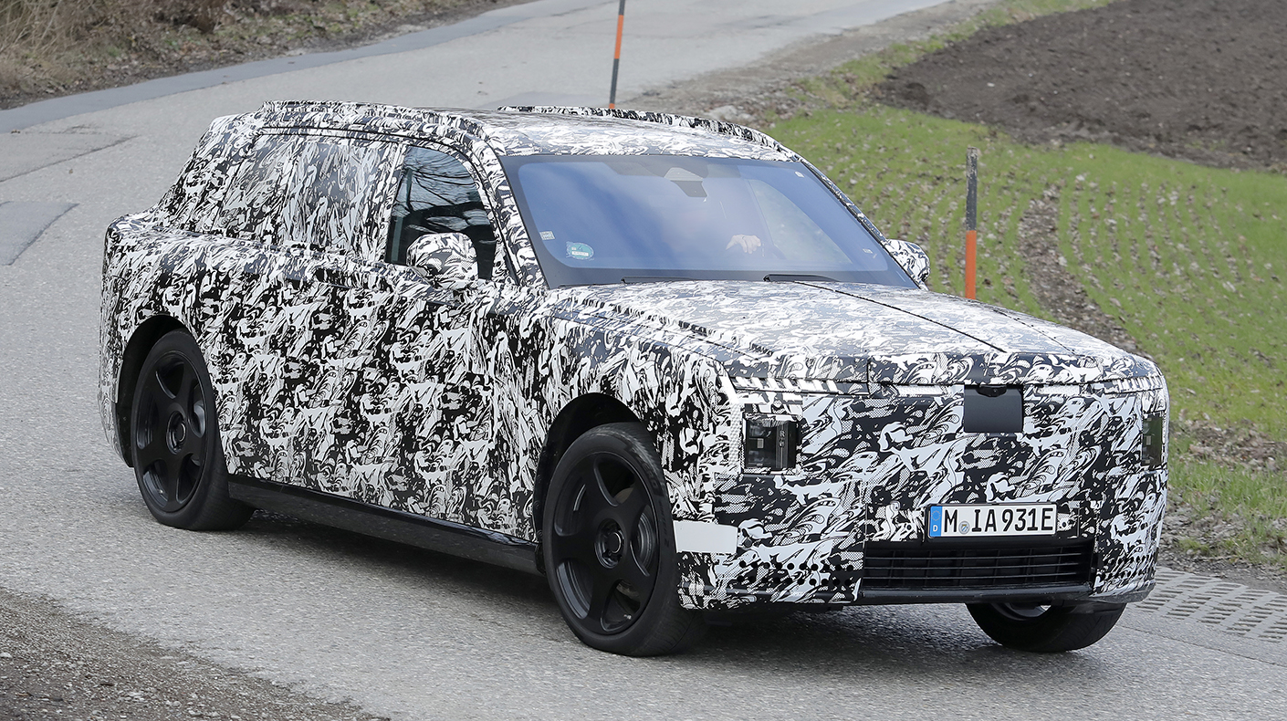 The Rolls Royce Cullinan EV testing on the road.
