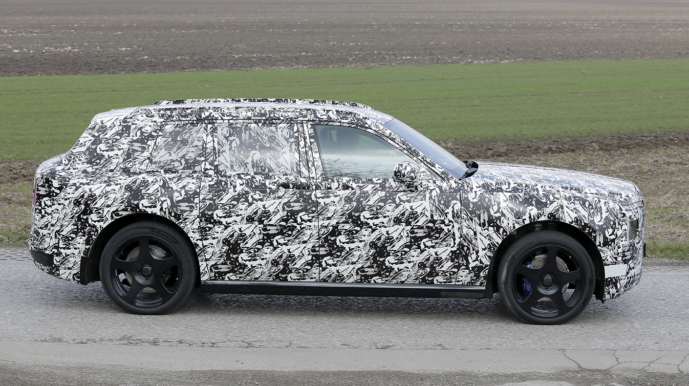 The Rolls Royce Cullinan EV testing on the road.