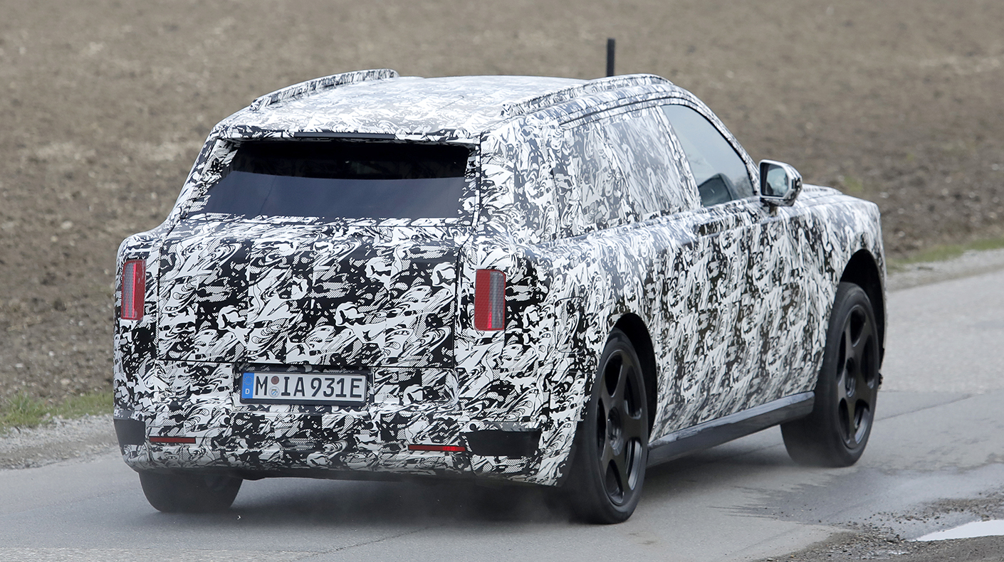 The Rolls Royce Cullinan EV testing on the road.