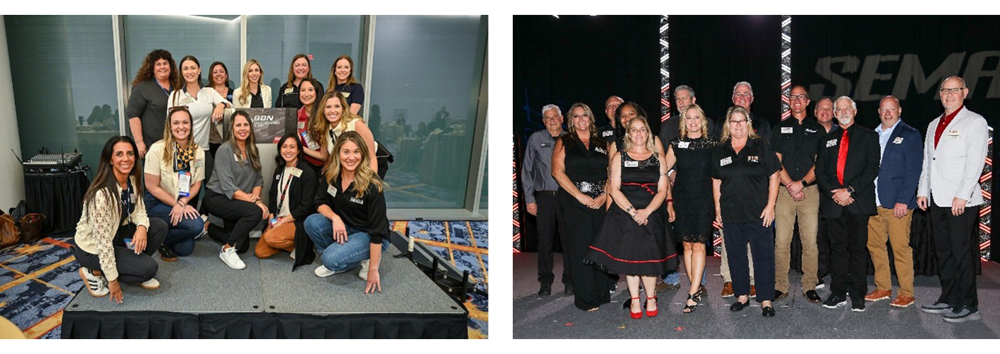 Photos of the SEMA SBN and HRIA select committees at the 2025 SEMA Show.