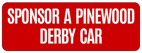 Sponsor a Pinewood Derby Car button.