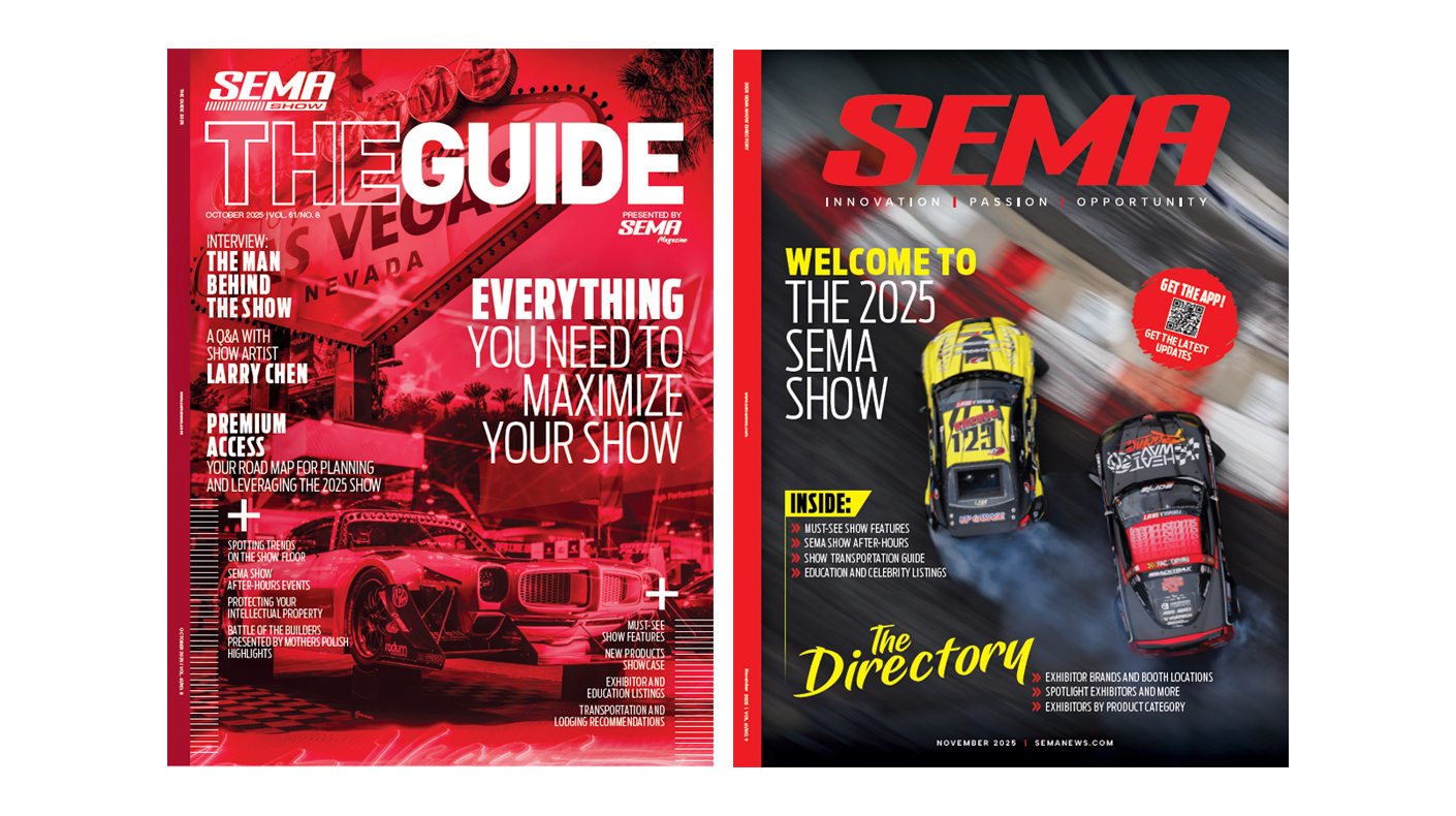 An image of the SEMA magazine Guide and Directory covers.
