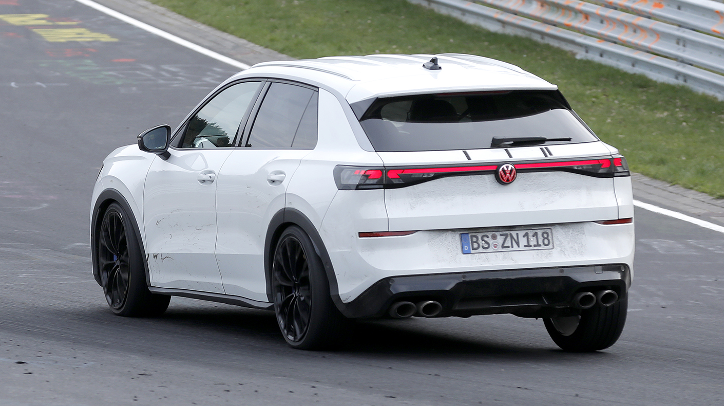 A Volkswagen T-Roc R testing on track.