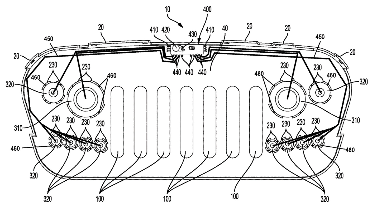 A patent drawing of the Oracle Vector Grill System.