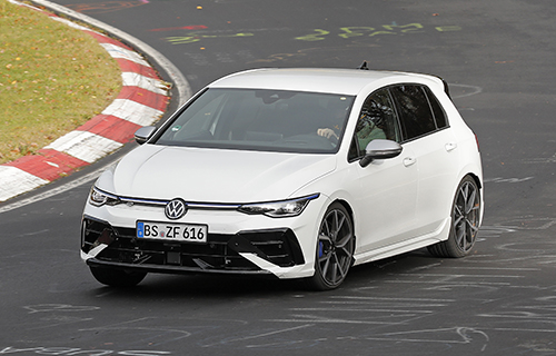 White 2024 Volkswagen Golf R on track